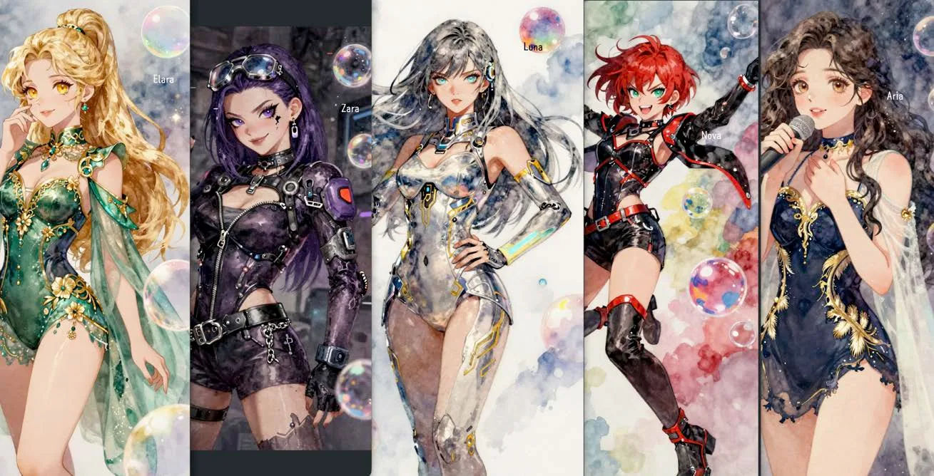 LuNAi — five AI idol members